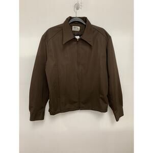 Vintage Riverside Work Jacket Men M Brown 1970s Collared Zip Up